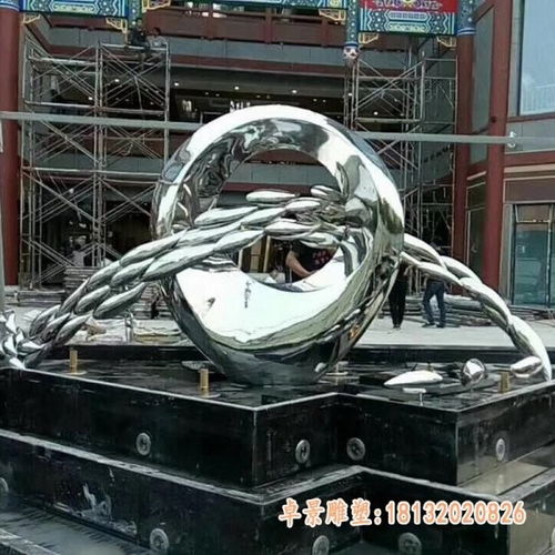 售樓部小區鏡面不銹鋼圓環雕塑 咸陽不銹鋼雕塑圓環廠