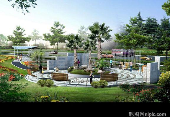 房地產(chǎn)園林設(shè)計效果圖psd素材圖片